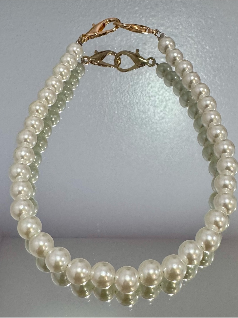 New Pearl Bead Bag Chain 12 inches with Gold Hardware